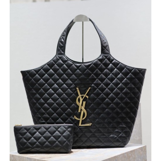 Borsa shopping YSL Saint Laurent Icare Maxi in di agnello trapuntata nera Borsa shopping YSL Saint Laurent Icare Maxi in di agnello trapuntata nera