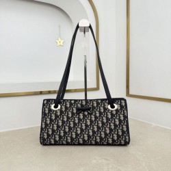 Replica Borsa shopping Dior Promenade East-West in jacquard Dior Oblique blu