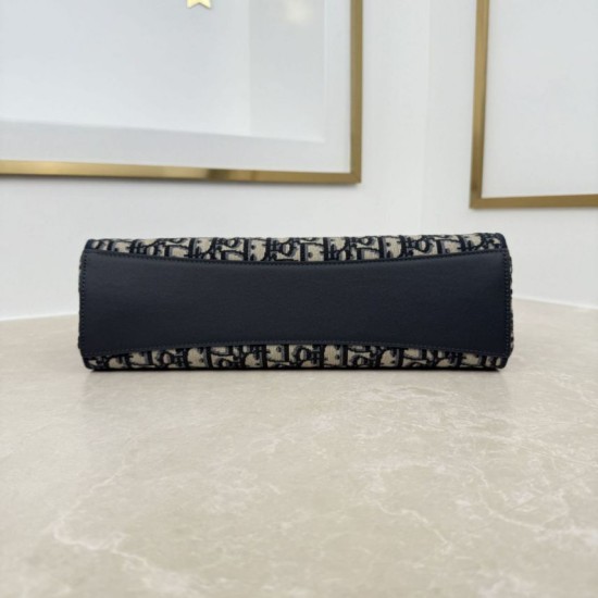 Replica Borsa shopping Dior Promenade East-West in jacquard Dior Oblique blu