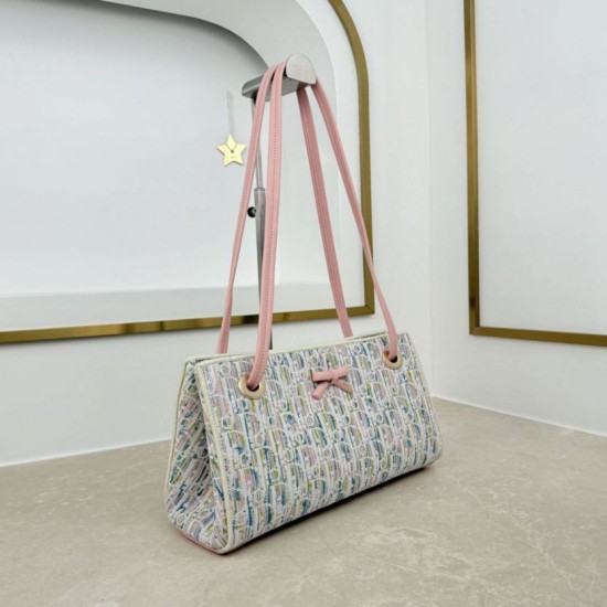 Replica Borsa shopping Dior Promenade East-West in jacquard Dior Oblique blu