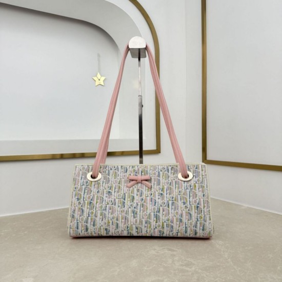 Replica Borsa shopping Dior Promenade East-West in jacquard Dior Oblique blu
