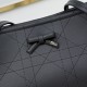 Replica Borsa shopping Dior Promenade East-West in pelle di vitello con motivo Cannage piatto Nero