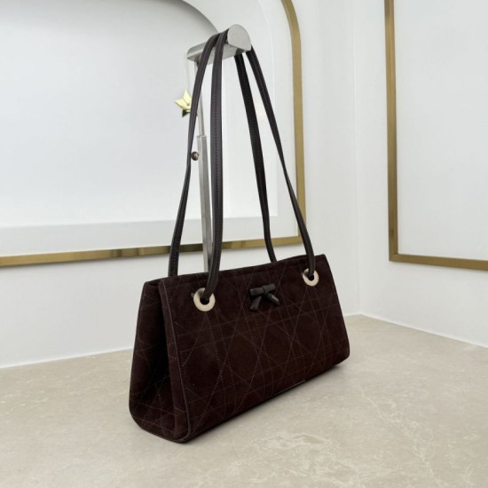Replica Borsa shopping Dior Promenade East-West in camoscio color caffè/bordeaux