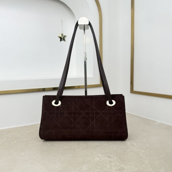 Replica Borsa shopping Dior Promenade East-West in camoscio color caffè/bordeaux