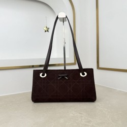 Replica Borsa shopping Dior Promenade East-West in camoscio color caffè/bordeaux
