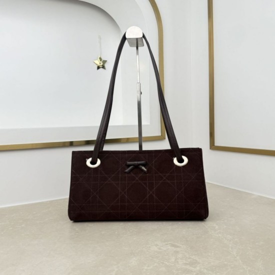 Replica Borsa shopping Dior Promenade East-West in camoscio color caffè/bordeaux