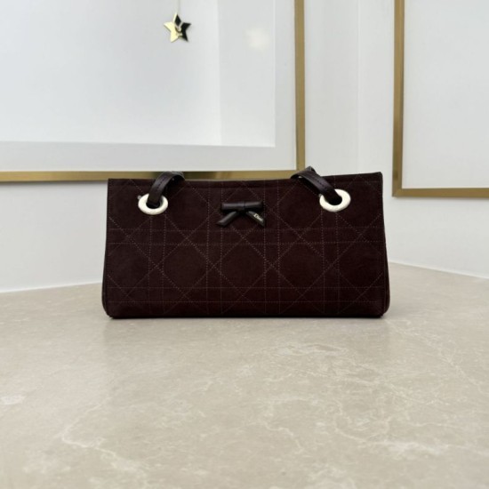 Replica Borsa shopping Dior Promenade East-West in camoscio color caffè/bordeaux