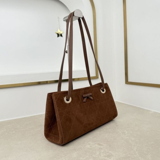Replica Borsa shopping Dior Promenade East-West in camoscio color caffè/bordeaux