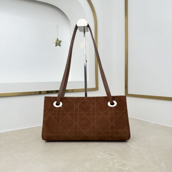 Replica Borsa shopping Dior Promenade East-West in camoscio color caffè/bordeaux