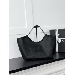 Borsa Chanel Maxi CC Cabas Hobo AS6475 in pelle di vitello nera
