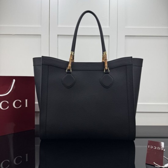 Replica Perfetta Borsa tote Gucci Bamboo grande A0022V nera Replica Perfetta Borsa tote Gucci Bamboo grande A0022V nera
