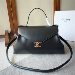 Imitazioni Perfetta Borse Celine Flair grande in pelle di vitello lucida nera/bordeaux