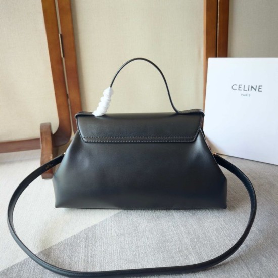 Replica Perfetta Borse Celine Flair grande in pelle di vitello lucida nera/bordeaux Imitazioni Perfetta Borse Celine Flair grande in pelle di vitello lucida nera/bordeaux