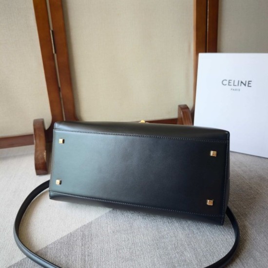 Replica Perfetta Borse Celine Flair grande in pelle di vitello lucida nera/bordeaux Imitazioni Perfetta Borse Celine Flair grande in pelle di vitello lucida nera/bordeaux