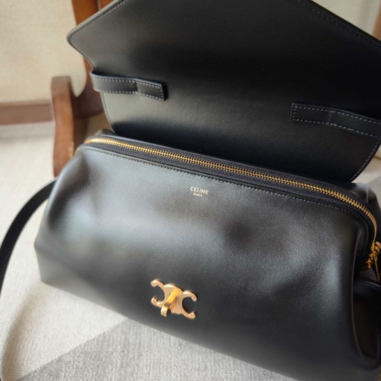 Replica Perfetta Borse Celine Flair grande in pelle di vitello lucida nera/bordeaux Imitazioni Perfetta Borse Celine Flair grande in pelle di vitello lucida nera/bordeaux