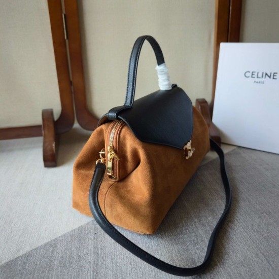 Replica Borse Celine Flair grande in camoscio nero/marrone Replica Borse Celine Flair grande in camoscio nero/marrone
