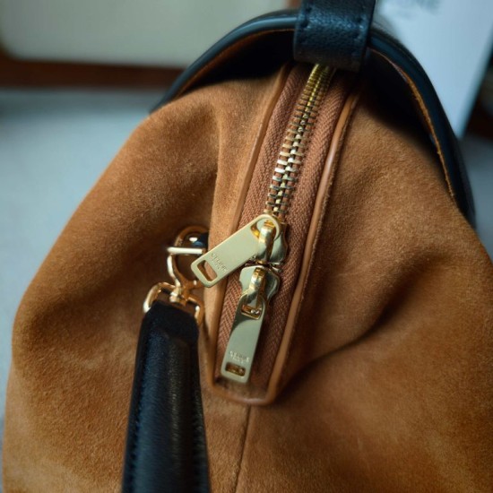 Replica Borse Celine Flair grande in camoscio nero/marrone Replica Borse Celine Flair grande in camoscio nero/marrone