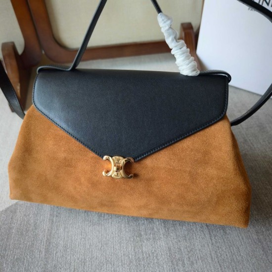 Replica Borse Celine Flair grande in camoscio nero/marrone Replica Borse Celine Flair grande in camoscio nero/marrone