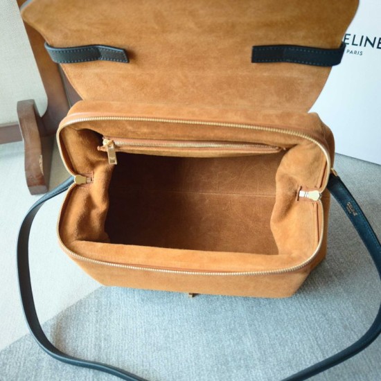 Replica Borse Celine Flair grande in camoscio nero/marrone Replica Borse Celine Flair grande in camoscio nero/marrone