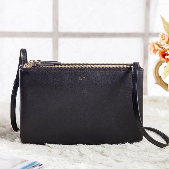Replica Borse Celine Piccolo Trio Crossbody In pelle di vitello nera Imitazioni Replica perfette Borse Celine Piccolo Trio Crossbody In pelle di vitello nera