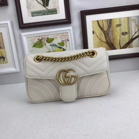 Borse GG Marmont Matelassé Mini 446744 Bianca Borse GG Marmont Matelassé Mini 446744 Bianca