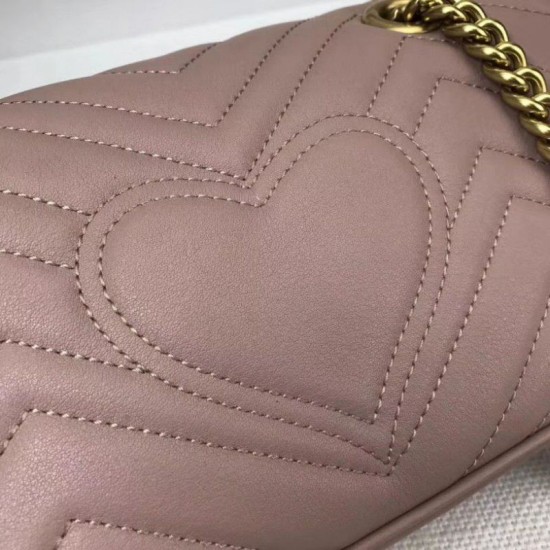 Riproduzione Fedele Borse Imitazioni GG Marmont Matelassé Mini 446744 Rosa imitazioni