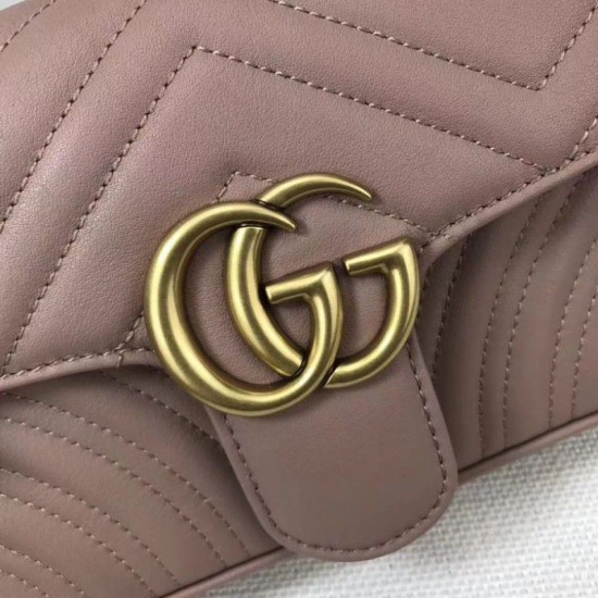 Riproduzione Fedele Borse Imitazioni GG Marmont Matelassé Mini 446744 Rosa imitazioni