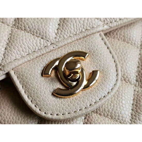 Riproduzione Fedele Medium Classic Caviar Flap Borse A1112 Albicocca Argento / Hardware d'oro imitazioni Replica Alta Qualità Medium Classic Caviar Flap Borse A1112 Albicocca Argento / Hardware d'oro