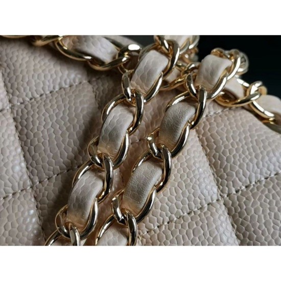 Riproduzione Fedele Medium Classic Caviar Flap Borse A1112 Albicocca Argento / Hardware d'oro imitazioni Replica Alta Qualità Medium Classic Caviar Flap Borse A1112 Albicocca Argento / Hardware d'oro