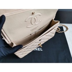 Medium Classic Caviar Flap Borse A1112 Albicocca Argento / Hardware d'oro Medium Classic Caviar Flap Borse A1112 Albicocca Argento / Hardware d'oro
