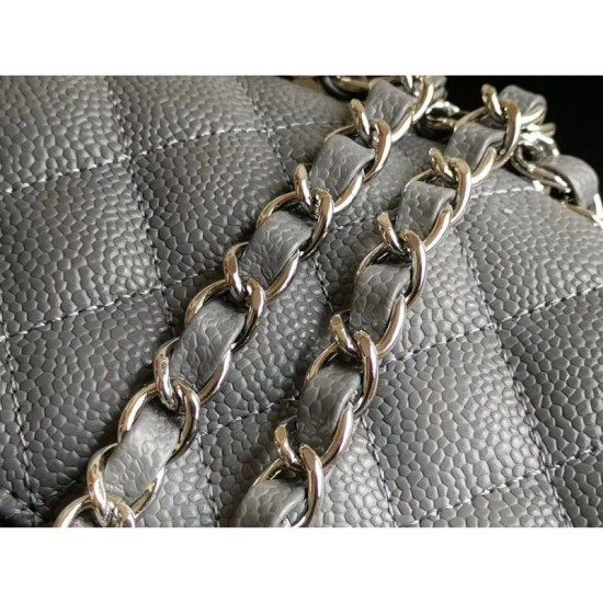 Riproduzione Fedele Medium Classic Caviar Flap Borse A1112 Grigio Argento / Hardware d'oro imitazioni Replica Alta Qualità Medium Classic Caviar Flap Borse A1112 Grigio Argento / Hardware d'oro