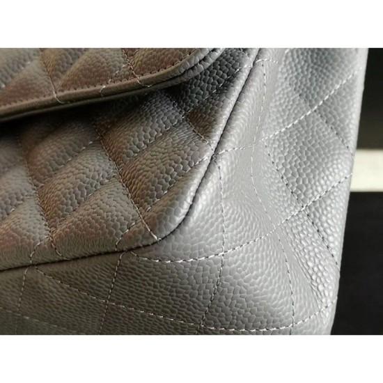 Riproduzione Fedele Medium Classic Caviar Flap Borse A1112 Grigio Argento / Hardware d'oro imitazioni Replica Alta Qualità Medium Classic Caviar Flap Borse A1112 Grigio Argento / Hardware d'oro