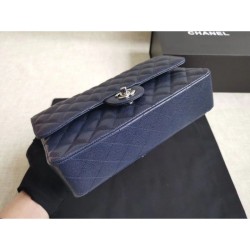 Medium Classica Caviar Flap Borse A1112 Blu Argento / Hardware d'oro Medium Classica Caviar Flap Borse A1112 Blu Argento / Hardware d'oro