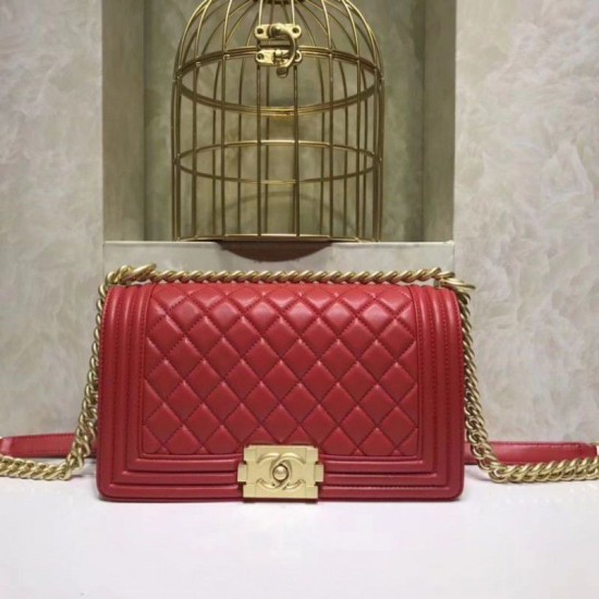 Riproduzione Fedele Borse Medium Boy Flap A67086 Rosso Golden imitazioni Replica Alta Qualità Borse Medium Boy Flap A67086 Rosso Golden