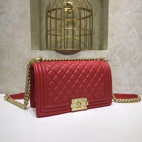 Riproduzione Fedele Borse Medium Boy Flap A67086 Rosso Golden imitazioni Replica Alta Qualità Borse Medium Boy Flap A67086 Rosso Golden