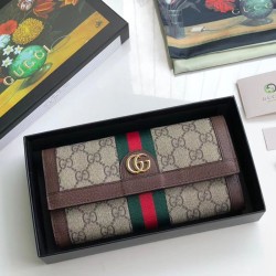 Replica Alta Qualità Pari Ophidia GG Continental Wallet 523153 Marrone