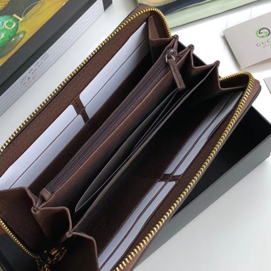 Riproduzione Fedele Portafoglio Ophidia GG Zip Around 523154 Marrone imitazioni Replica Alta Qualità Portafoglio Ophidia GG Zip Around 523154 Marrone