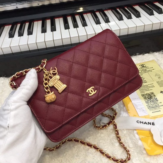 Replica Stitch Chain Grained Pelle di vitello Woc Borsa A33814 Claret Outlet Stitch Chain Grained Pelle di vitello Woc Borsa A33814 Claret imitazioni perfette