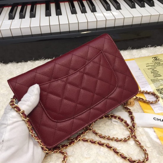 Replica Stitch Chain Grained Pelle di vitello Woc Borsa A33814 Claret Outlet Stitch Chain Grained Pelle di vitello Woc Borsa A33814 Claret imitazioni perfette