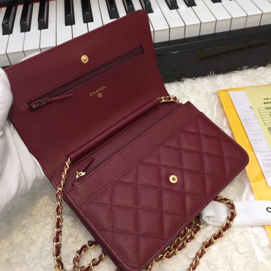 Replica Stitch Chain Grained Pelle di vitello Woc Borsa A33814 Claret Outlet Stitch Chain Grained Pelle di vitello Woc Borsa A33814 Claret imitazioni perfette