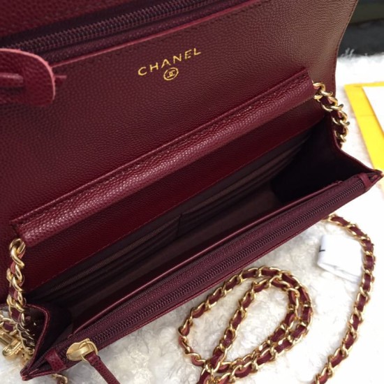 Replica Stitch Chain Grained Pelle di vitello Woc Borsa A33814 Claret Outlet Stitch Chain Grained Pelle di vitello Woc Borsa A33814 Claret imitazioni perfette