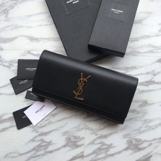 Imitazione Portafoglio YSL Saint Laurent Classic Monogram in pelle liscia nera imitazioni perfette
