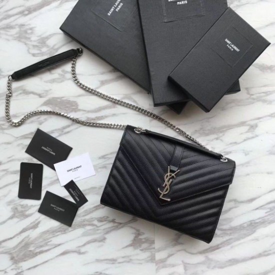 Replica YSL Saint Laurent Piccola Busta Borsa Grain Hardware argentato in rilievo Outlet YSL Saint Laurent Piccola Busta Borsa Grain Hardware argentato in rilievo imitazioni perfette