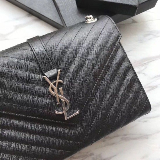 Replica YSL Saint Laurent Piccola Busta Borsa Grain Hardware argentato in rilievo Outlet YSL Saint Laurent Piccola Busta Borsa Grain Hardware argentato in rilievo imitazioni perfette