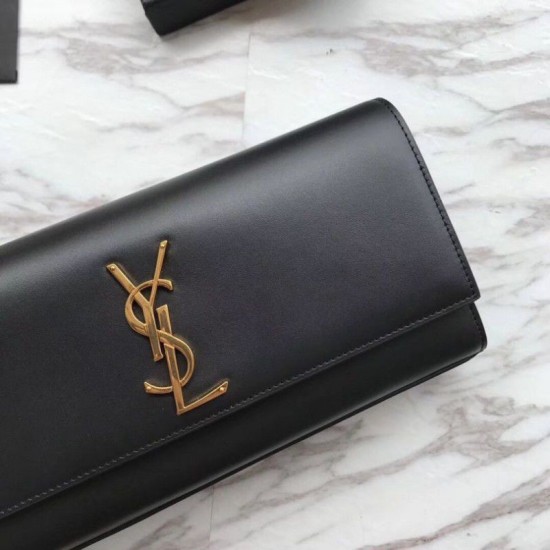 Imitazione Portafoglio YSL Saint Laurent Classic Monogram in pelle liscia nera imitazioni perfette