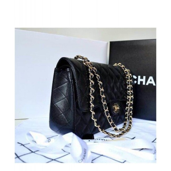 Classic Flap Originale pelle Caviar Jumbo Borse A58600 Y07352 nero imitazioni perfette