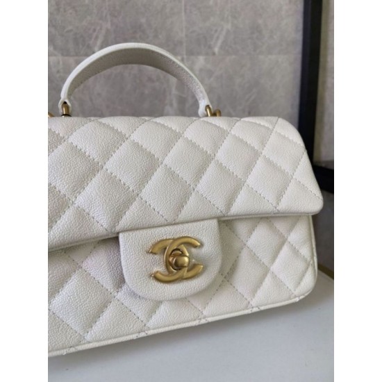 Dupe Mini Borsa con Patta in Pelle di Vitello Granata con Manico Superiore AS2431 Bianco imitazioni perfette Replica Mini Borsa con Patta in Pelle di Vitello Granata con Manico Superiore AS2431 Bianco Griffate