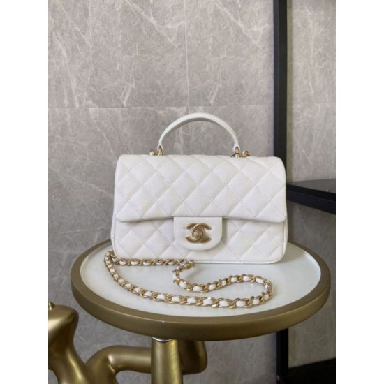 Dupe Mini Borsa con Patta in Pelle di Vitello Granata con Manico Superiore AS2431 Bianco imitazioni perfette Replica Mini Borsa con Patta in Pelle di Vitello Granata con Manico Superiore AS2431 Bianco Griffate