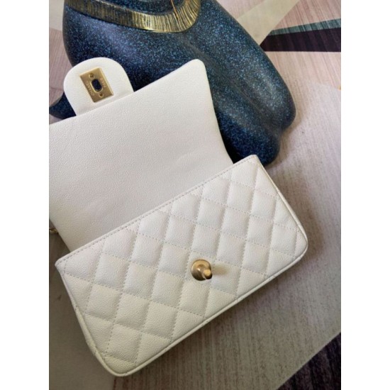 Dupe Mini Borsa con Patta in Pelle di Vitello Granata con Manico Superiore AS2431 Bianco imitazioni perfette Replica Mini Borsa con Patta in Pelle di Vitello Granata con Manico Superiore AS2431 Bianco Griffate