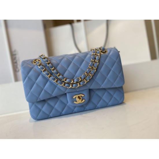 Replica Borsa con patta classica A1112 Hardware in oro blu Griffate